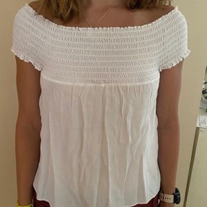 John Galt Off-The-Shouler White Top Blouse